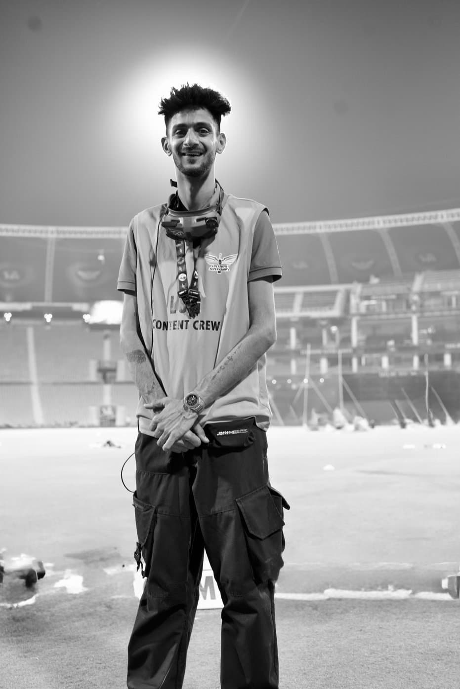 Madhur on-site at a stadium shoot